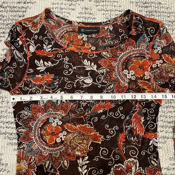 INC International Concepts Floral Long SLeeve 90’s 2000’s Y2k Top Blouse - Picture 6 of 8
